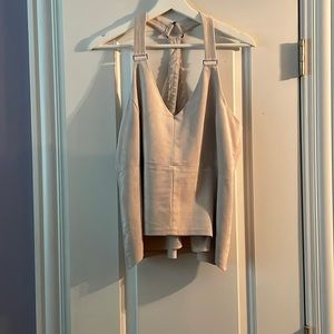 BCBG MaxAzria Cream Faux Suede Top